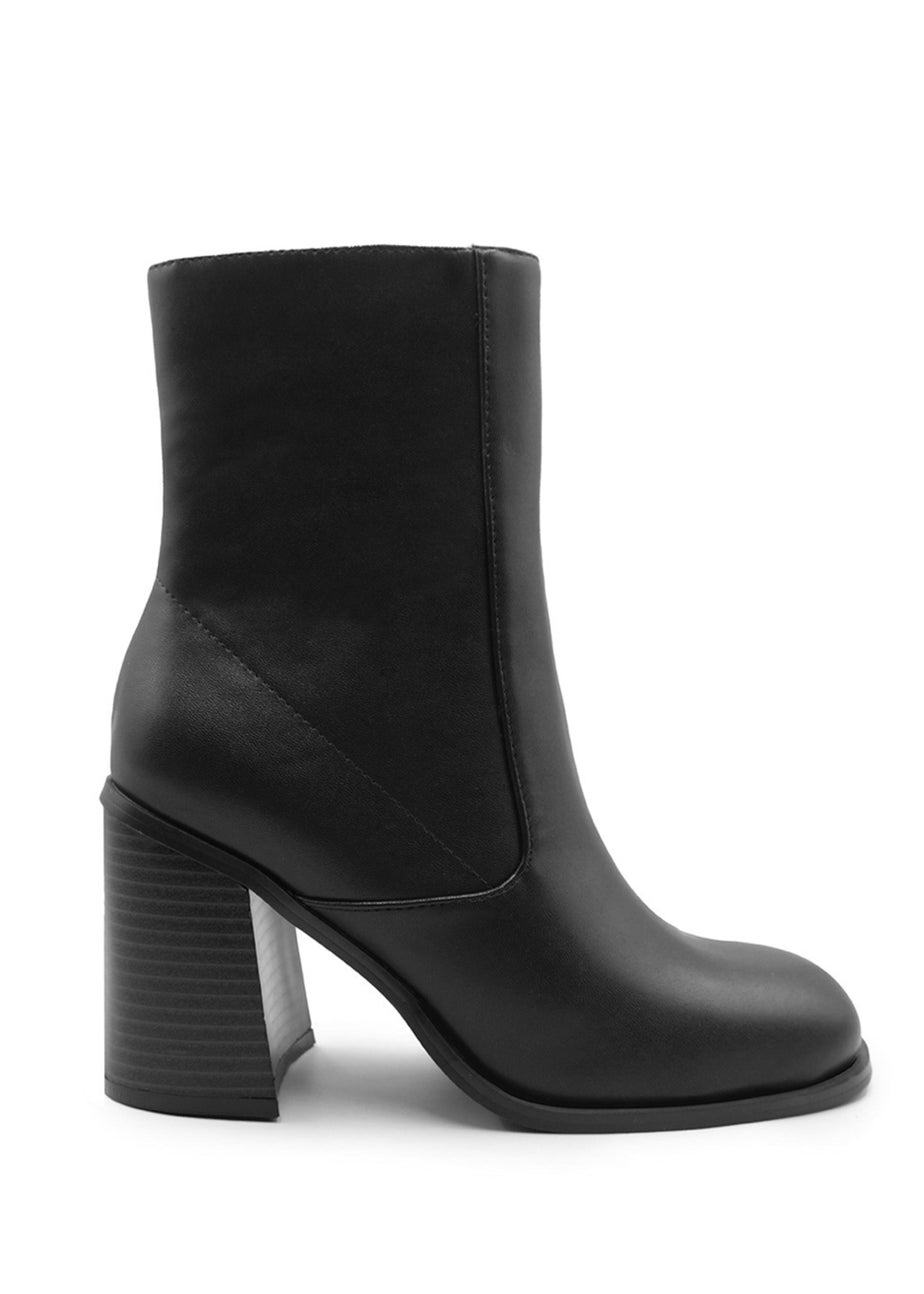Where's That From Black PU Keisha Block Heel Calf Boot