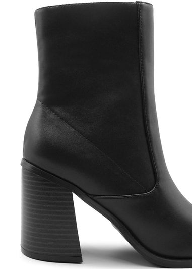 Where's That From Black PU Keisha Block Heel Calf Boot