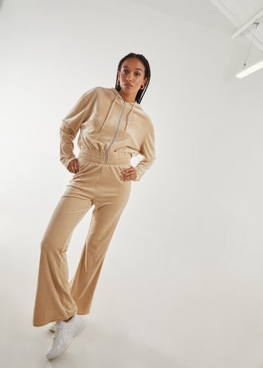 Pink Vanilla Stone Velour Zip Hoodie