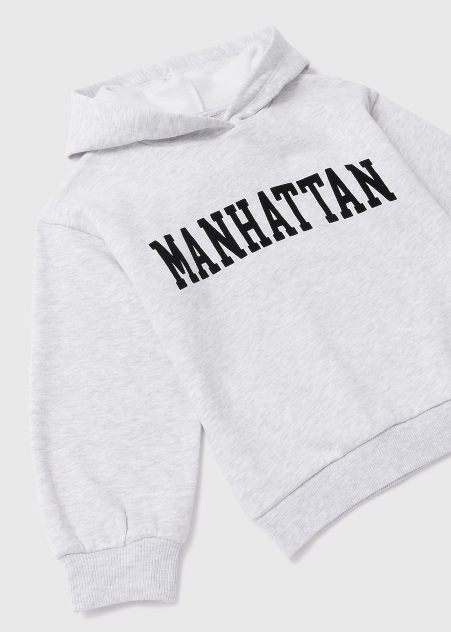 Girls Grey Marl Manhattan Oversized Hoodie (7-15yrs)