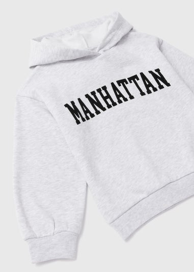 Girls Grey Marl Manhattan Oversized Hoodie (7-15yrs)