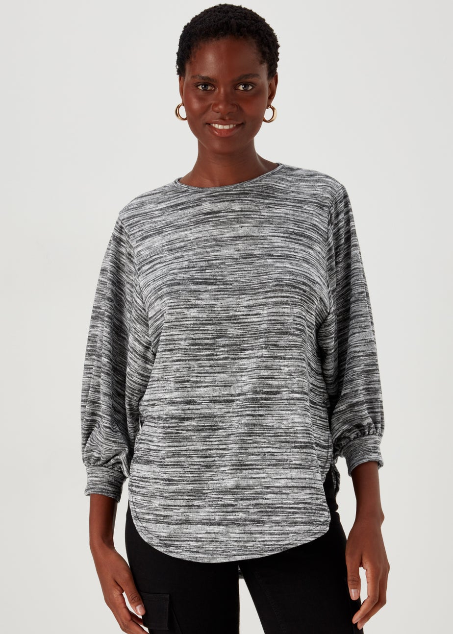 Grey Space Dye Oversized Top