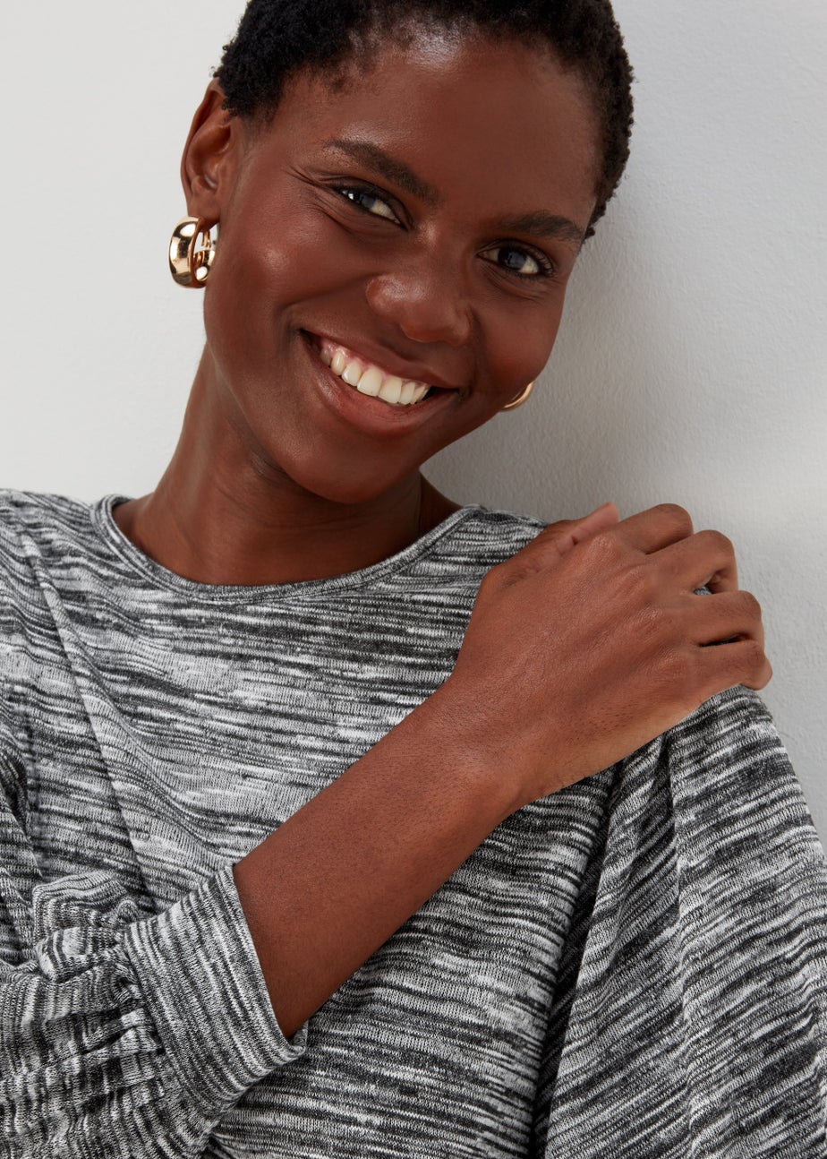 Grey Space Dye Oversized Top