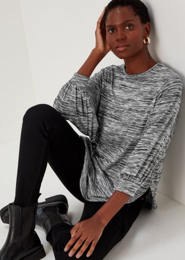 Grey Space Dye Oversized Top