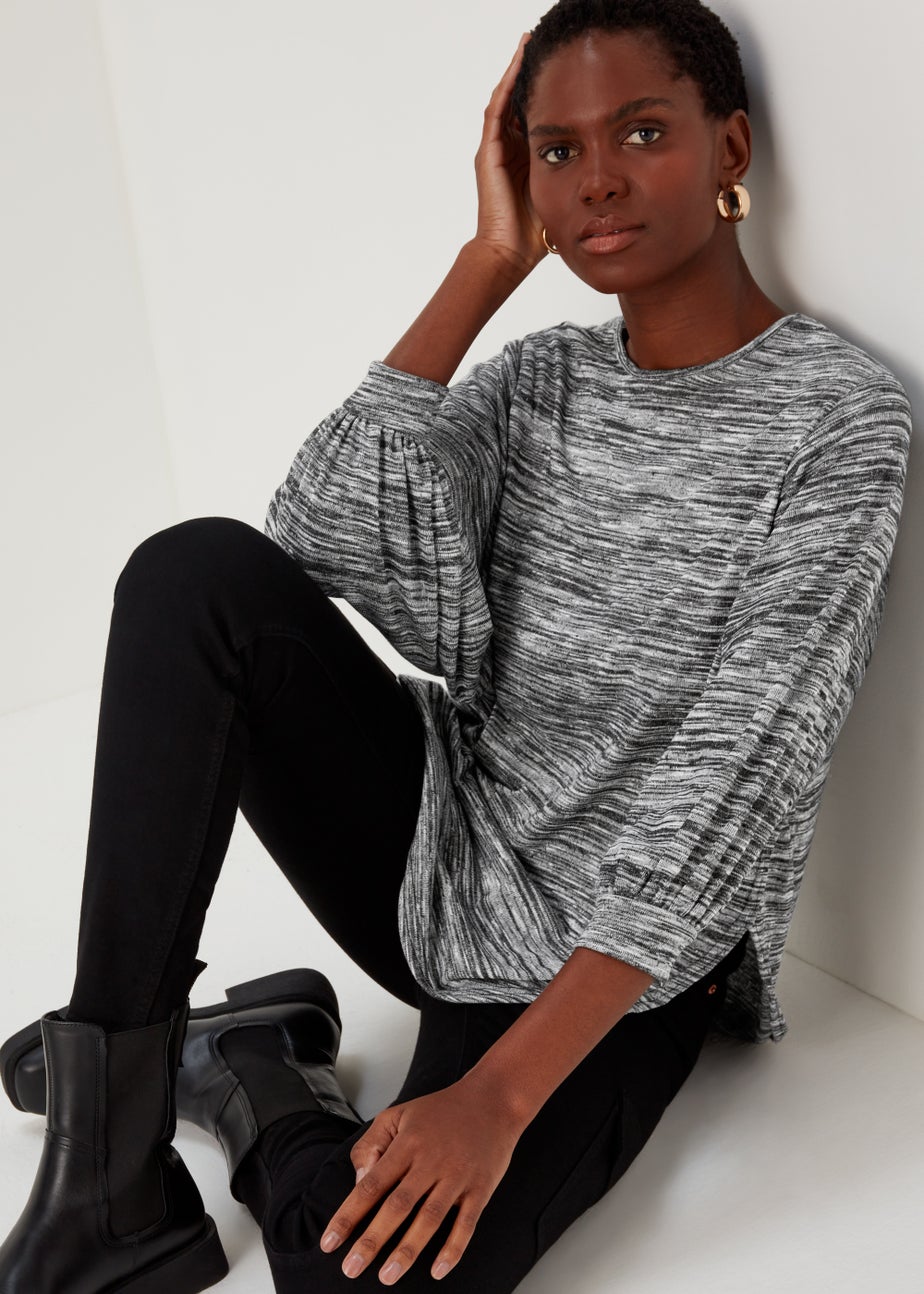 Grey Space Dye Oversized Top