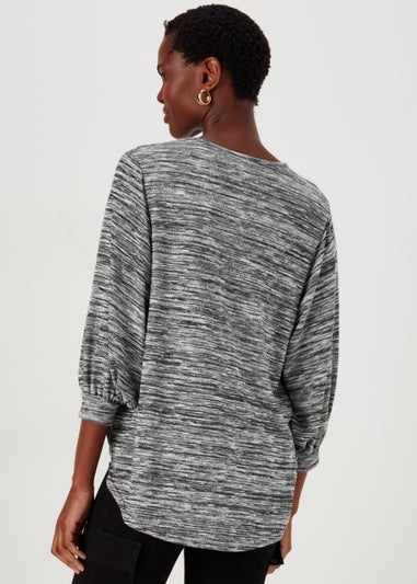 Grey Space Dye Oversized Top