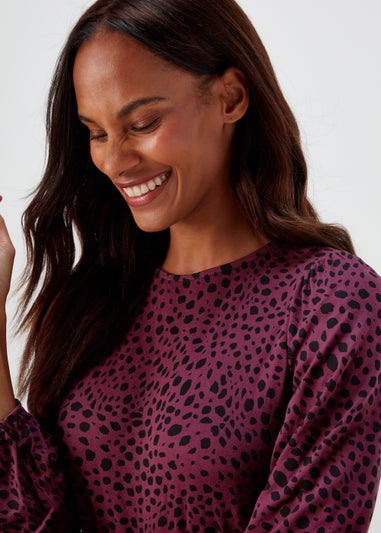 Burgundy Dash Print Swing Mini Dress