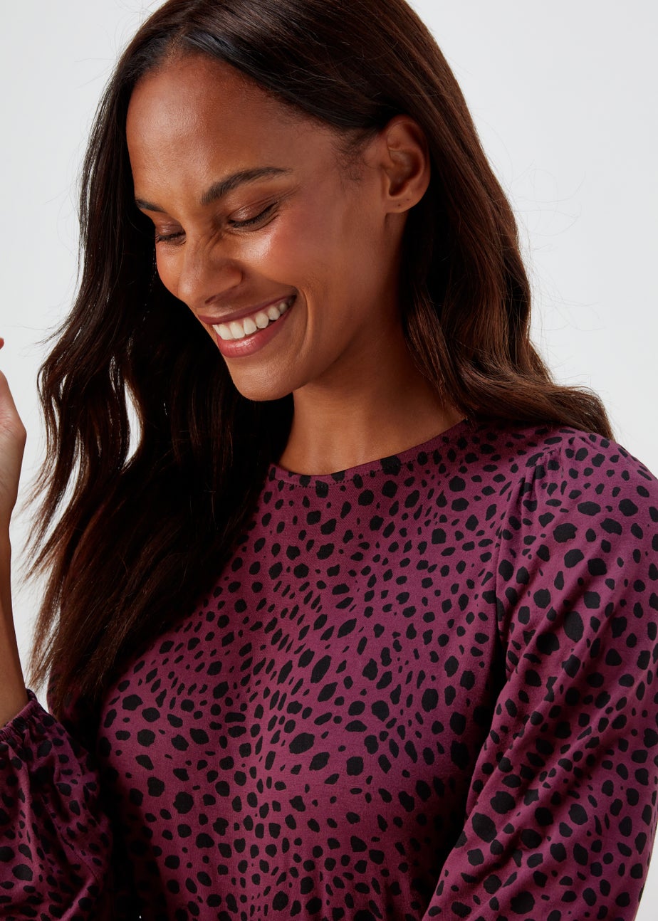 Burgundy Dash Print Swing Mini Dress