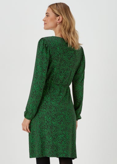Green Square Neck Mini Dress