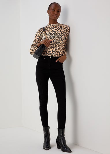 Black & Tan High Neck Top