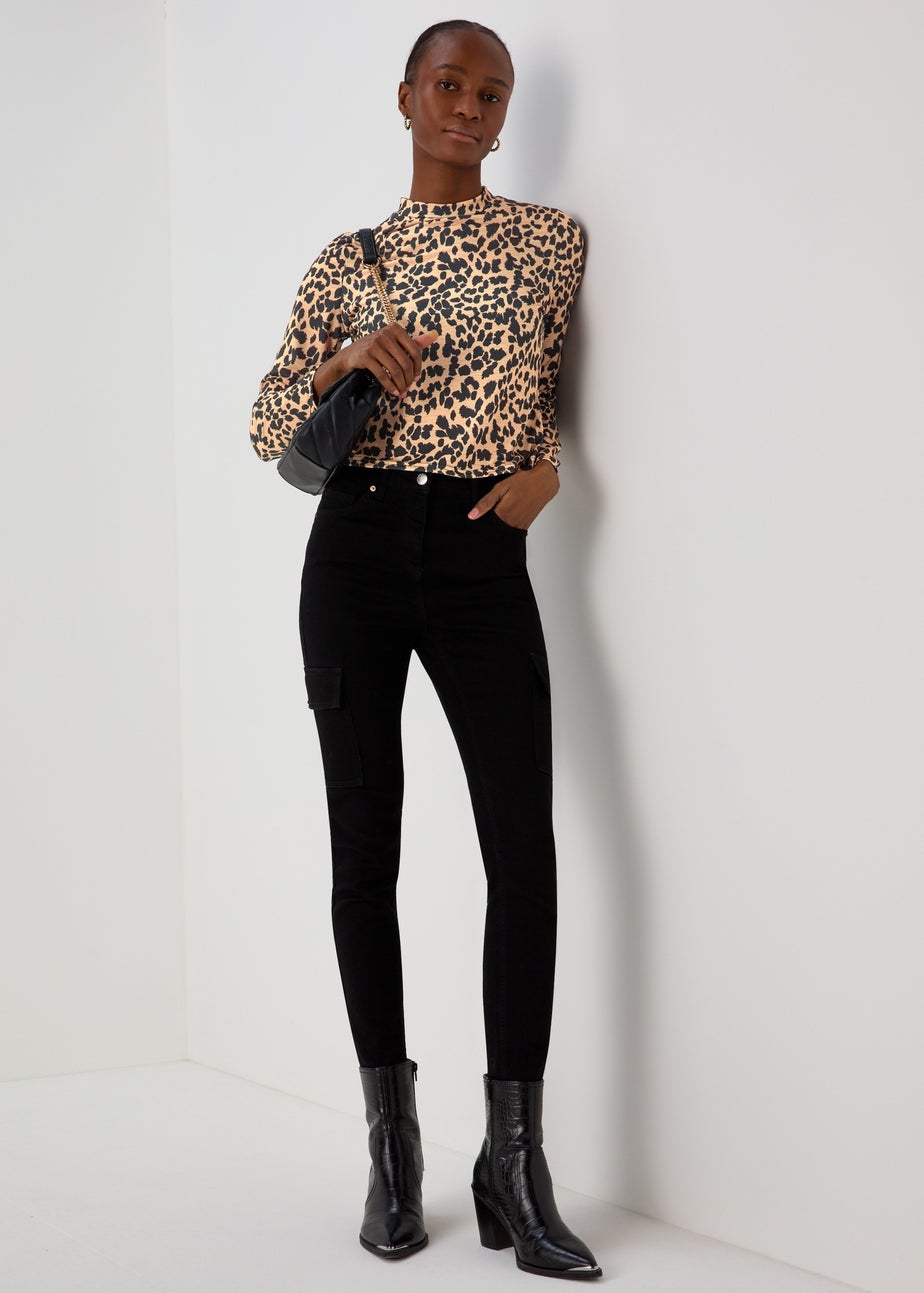 Black & Tan High Neck Top