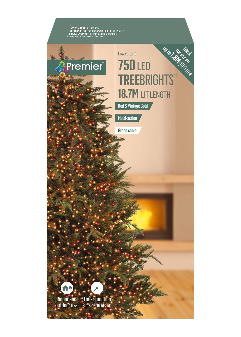 Premier Decorations 750 Red and Vintage Gold Treebrights