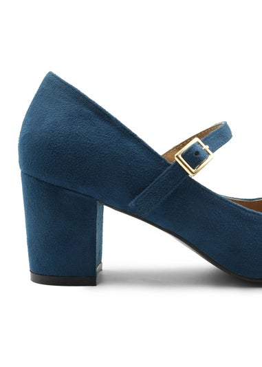 Where's That From Araceli Block Heel Mary Jane Pumps In Navy Suede