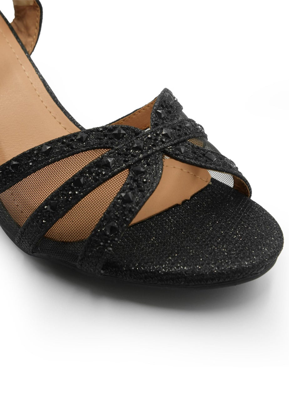 Where's That From Jillian Diamante Strappy Heel In Black Glitter