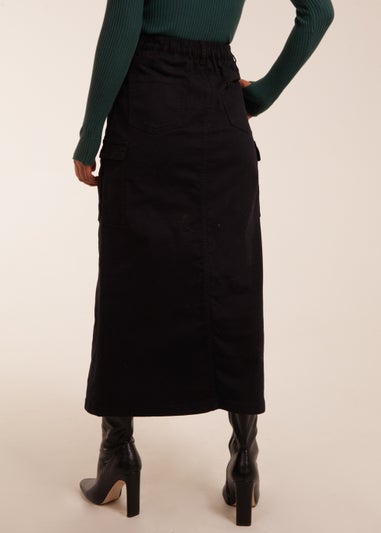 Blue Vanilla Black Pocket Midi Skirt