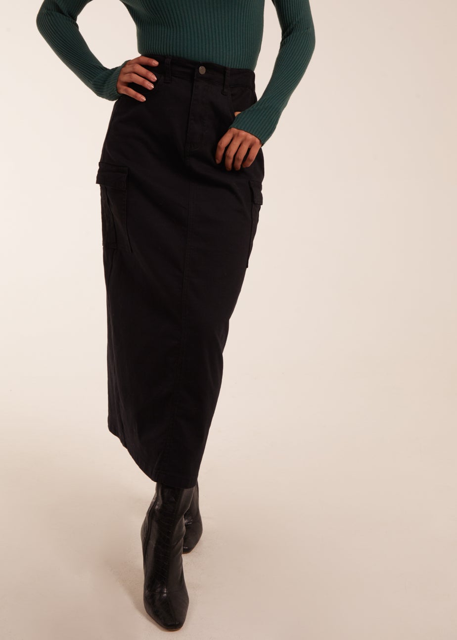 Blue Vanilla Black Pocket Midi Skirt