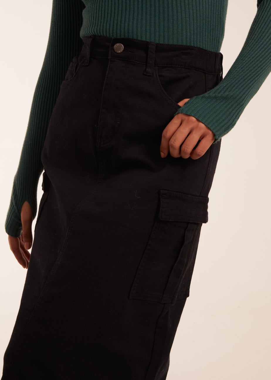 Blue Vanilla Black Pocket Midi Skirt