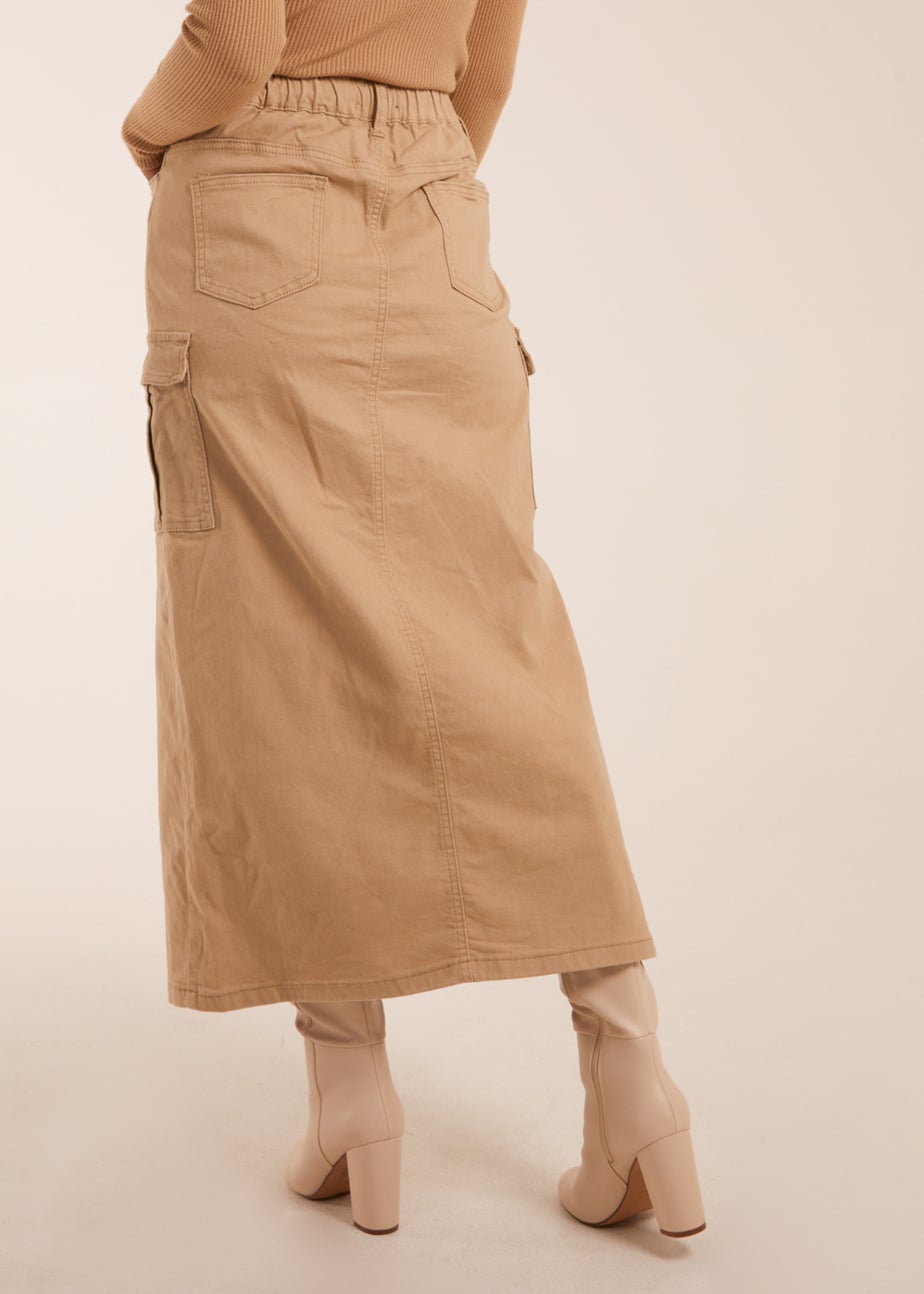 Blue Vanilla Stone Pocket Midi Skirt