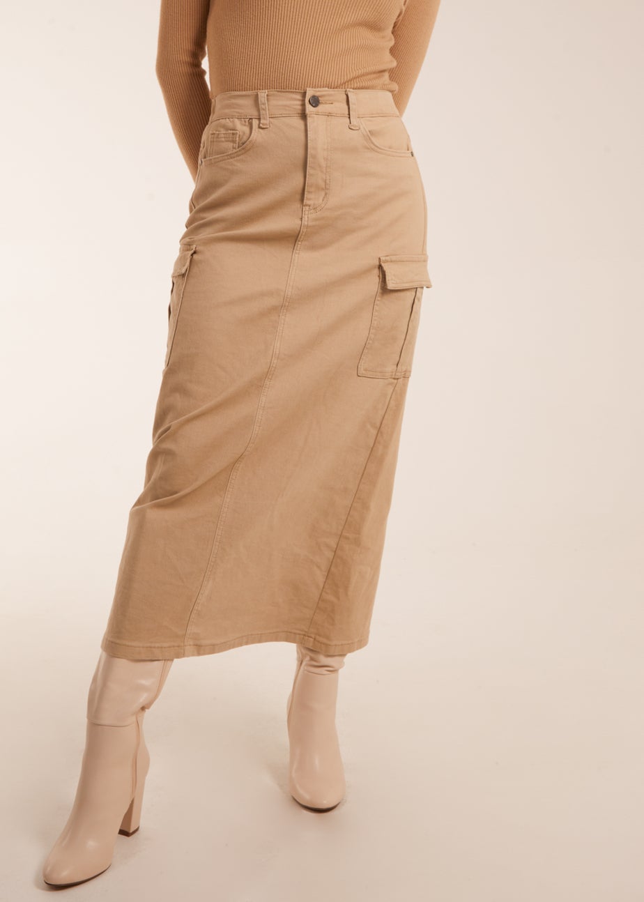 Blue Vanilla Stone Pocket Midi Skirt