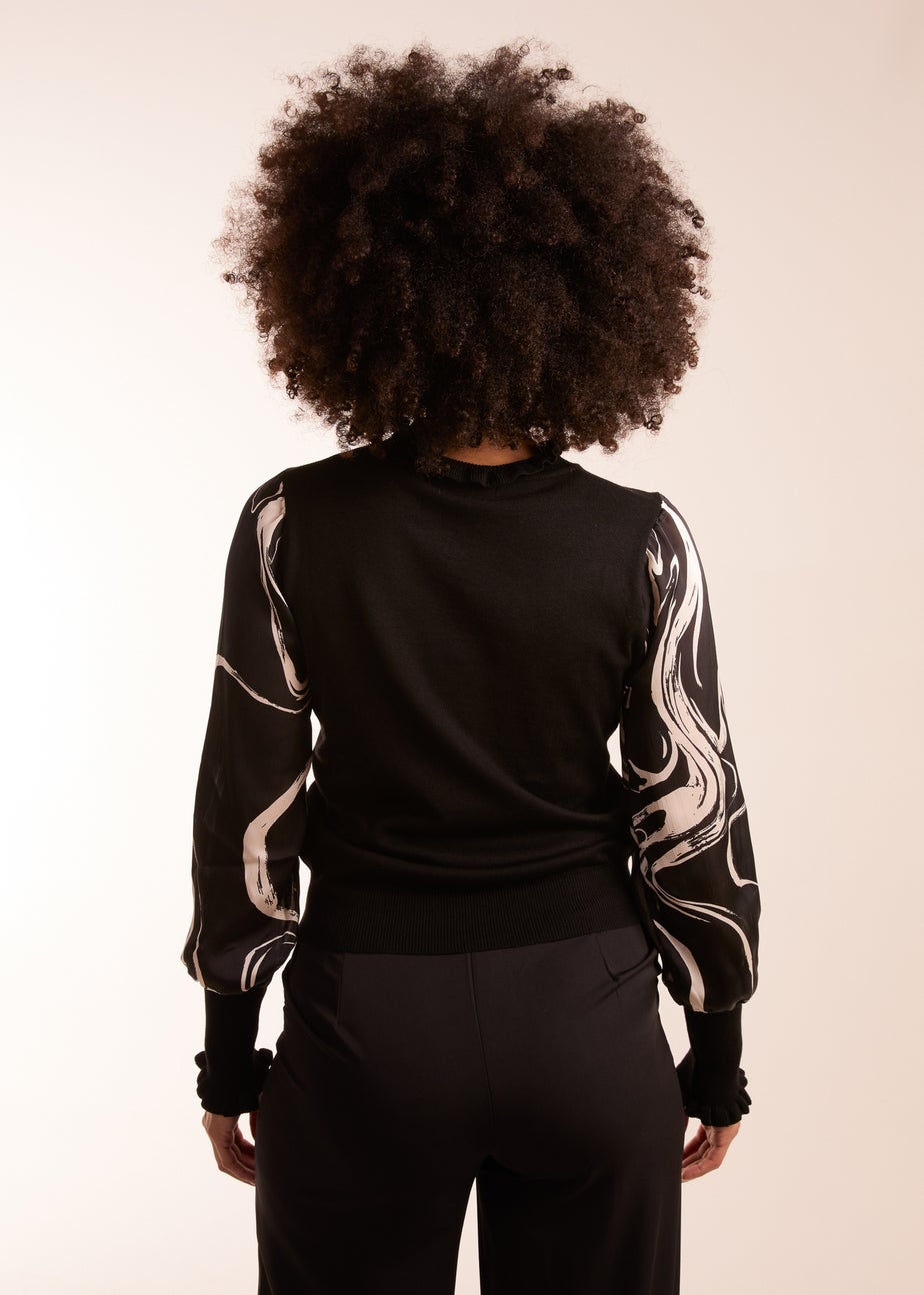Blue Vanilla Black Marble Sleeve Frill Jumper
