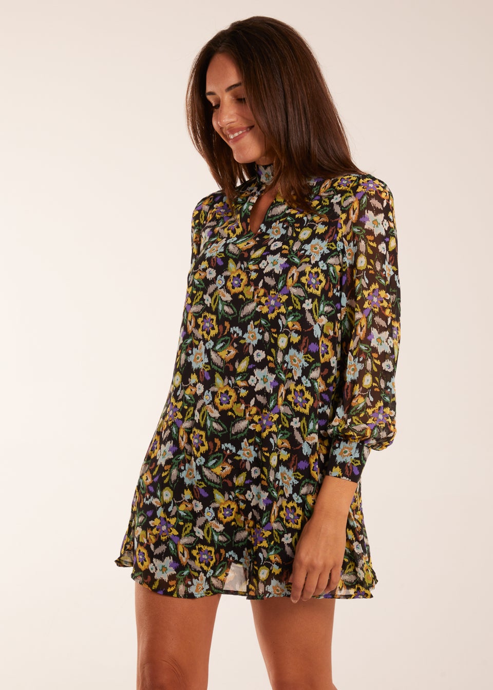 Blue Vanilla Multi High Neck Swing Dress