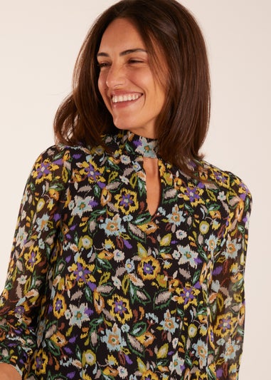 Blue Vanilla Multi High Neck Swing Dress