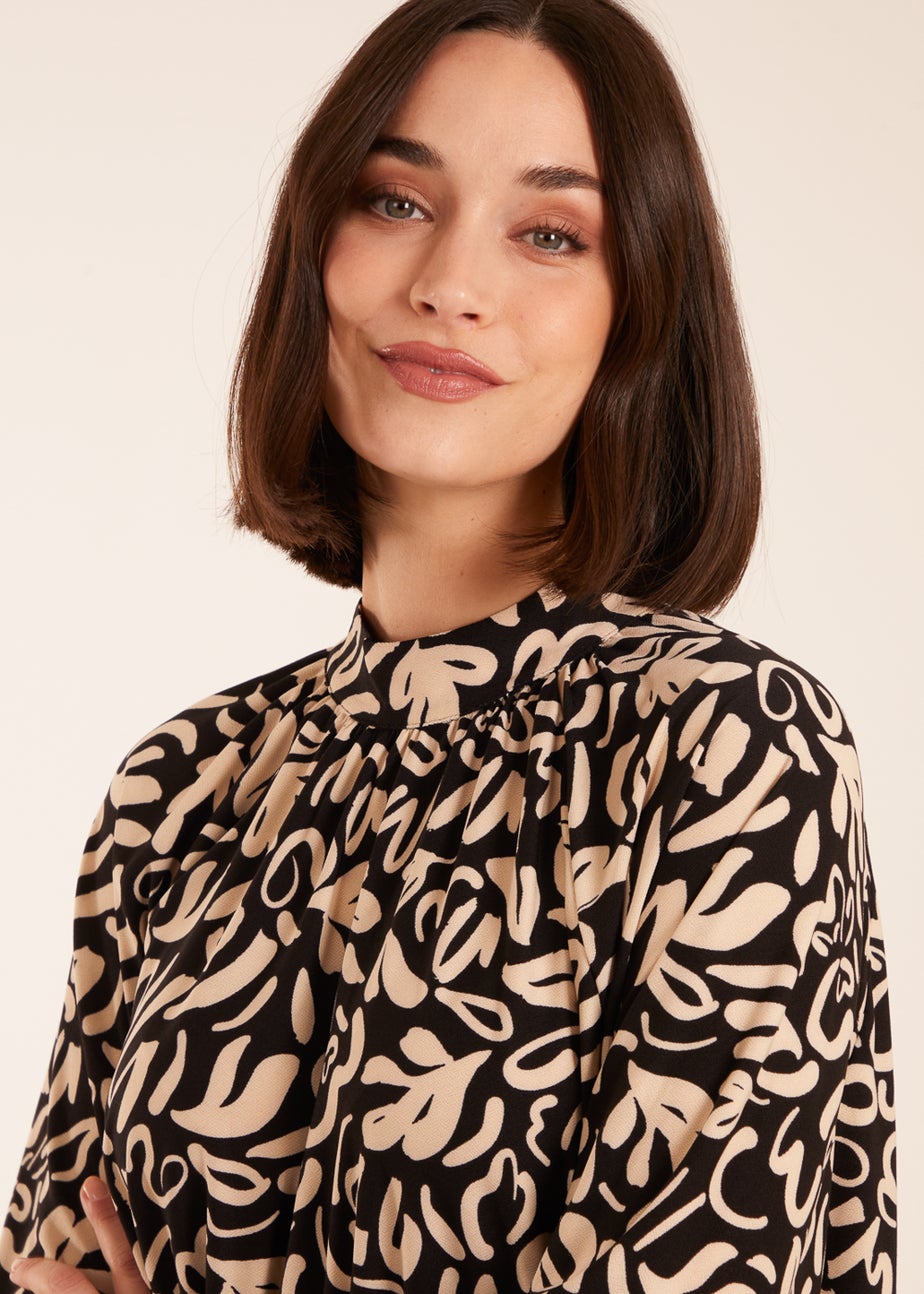 Blue Vanilla Black High Neck Batwing Top