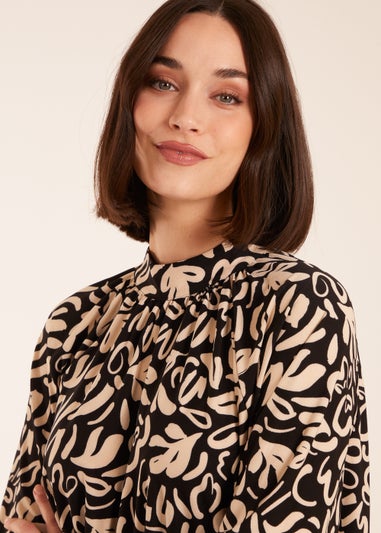 Blue Vanilla Black High Neck Batwing Top