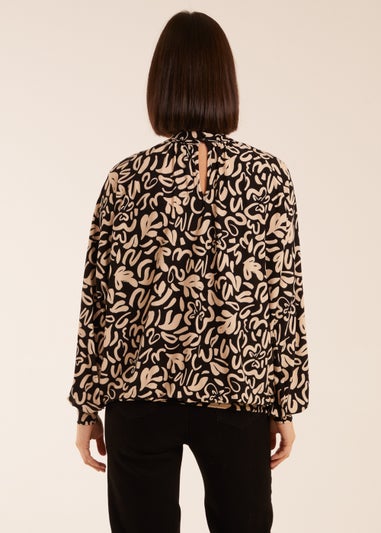 Blue Vanilla Black High Neck Batwing Top