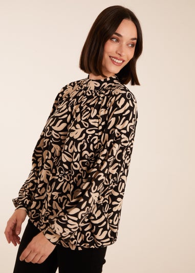 Blue Vanilla Black High Neck Batwing Top