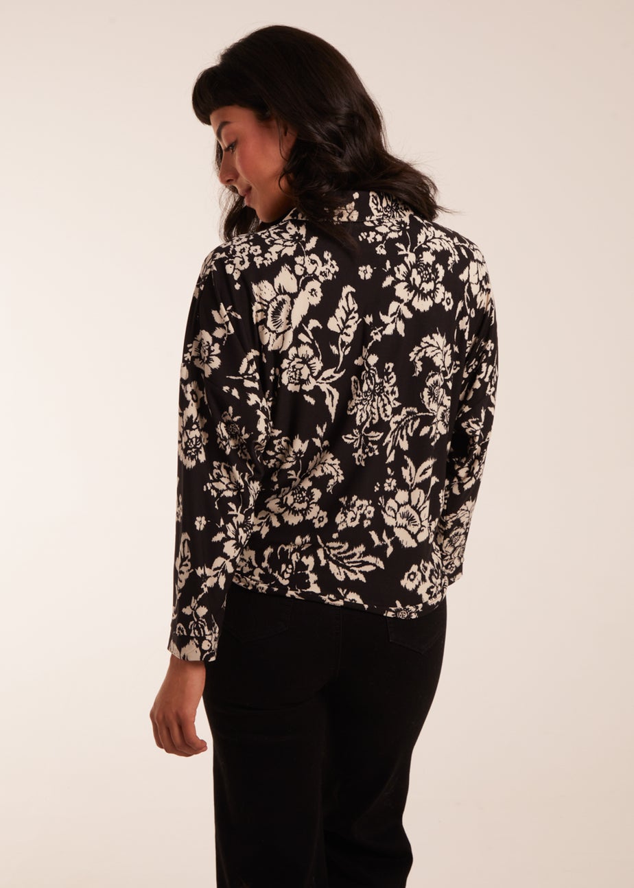 Blue Vanilla Black Tie Front Oversized Shirt