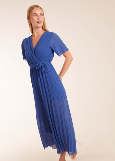 Blue Vanilla Blue Pleated Wrap Over Jumpsuit