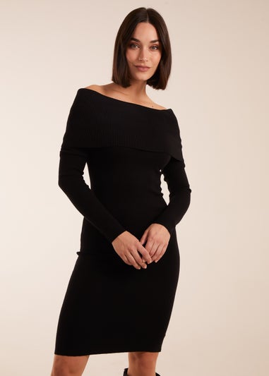 Blue Vanilla Black Bardot Knitted Tunic Dress