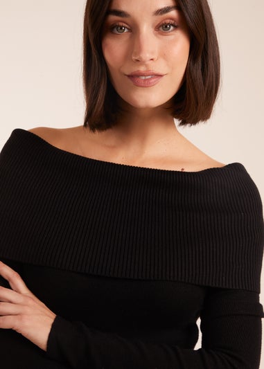 Blue Vanilla Black Bardot Knitted Tunic Dress