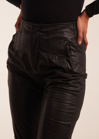 Blue Vanilla Black Matte Faux Leather Tailored Trouser
