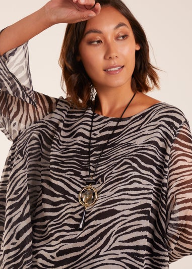 Blue Vanilla Black Pattern 2 In 1 Woven Top