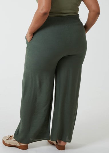 Blue Vanilla Khaki Curve Wide Leg Trousers