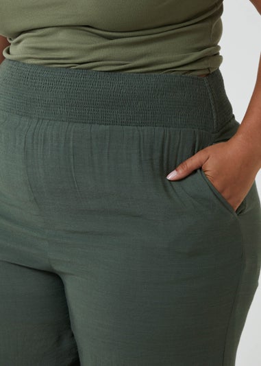 Blue Vanilla Khaki Curve Wide Leg Trousers