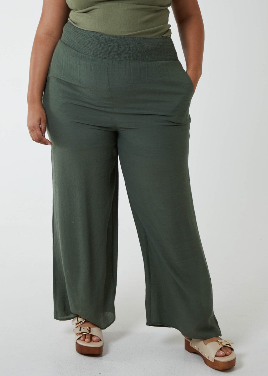 Blue Vanilla Khaki Curve Wide Leg Trousers