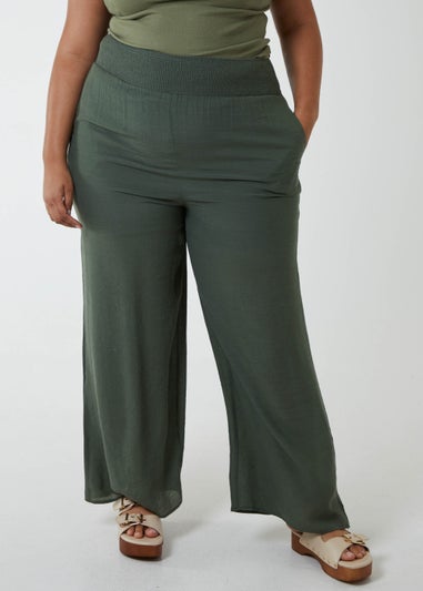 Blue Vanilla Khaki Curve Wide Leg Trousers