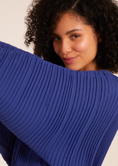 Blue Vanilla Blue Long Sleeve Pleated Top