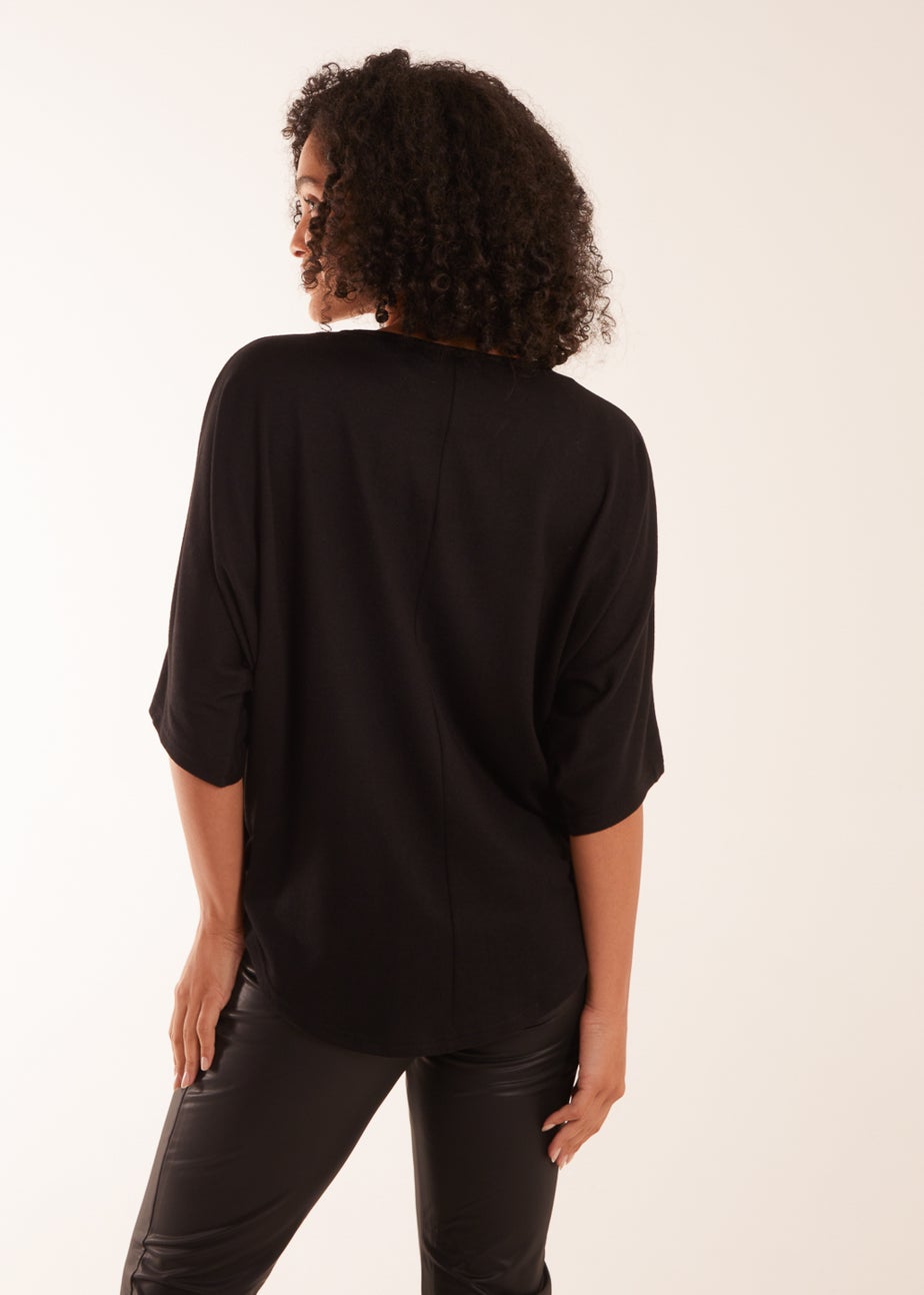 Blue Vanilla Black Zip Front Top