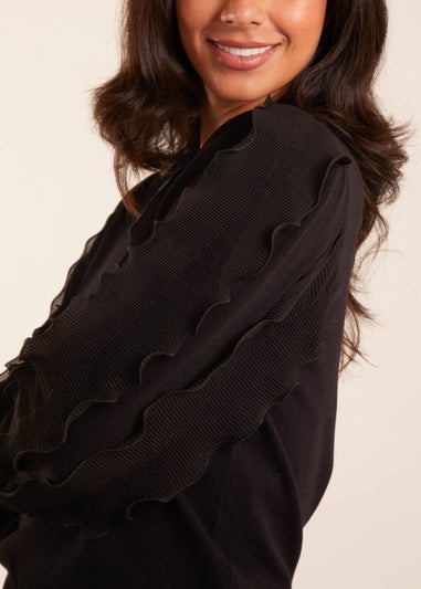 Blue Vanilla Black Frill Sleeve Jumper