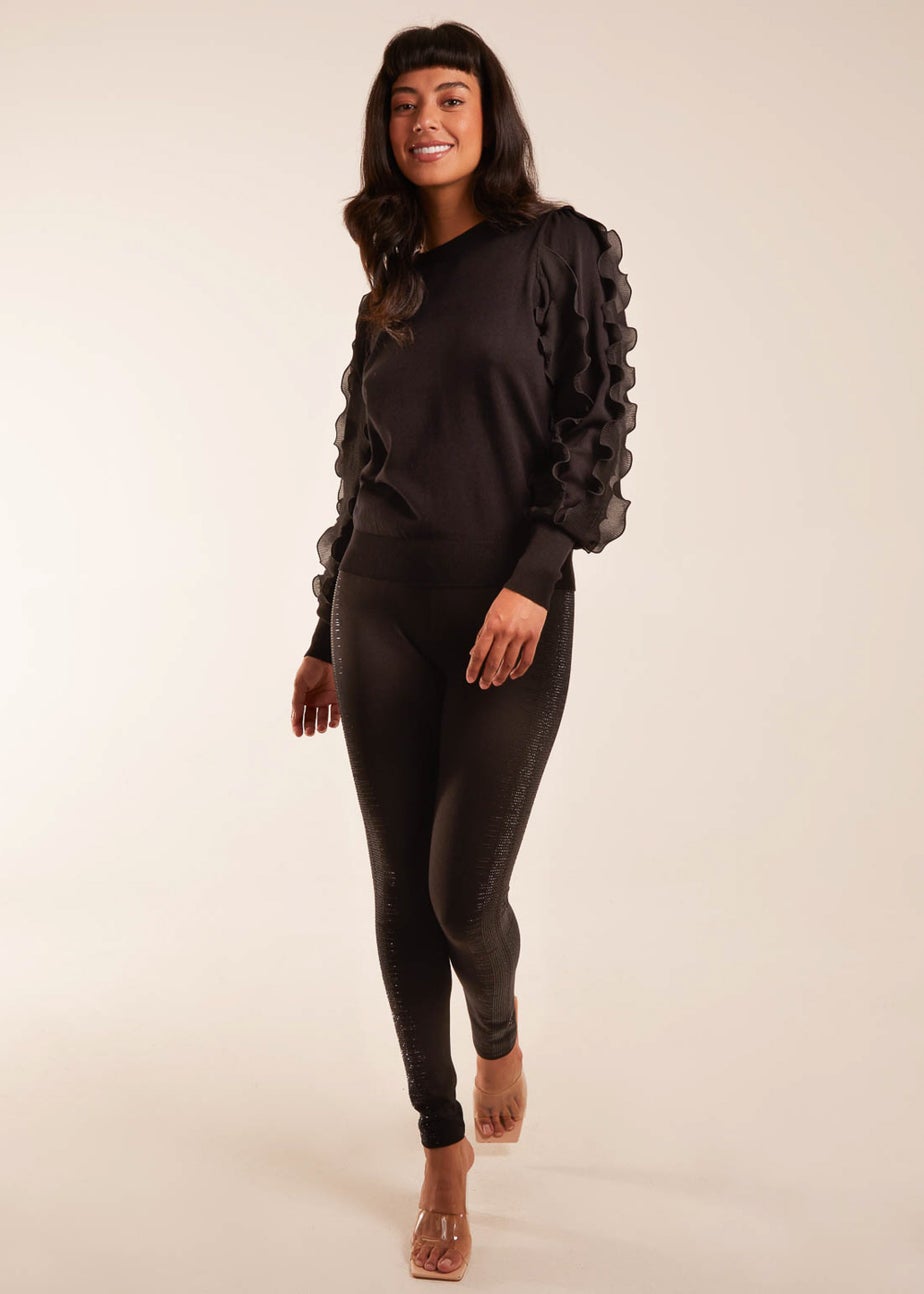 Blue Vanilla Black Frill Sleeve Jumper
