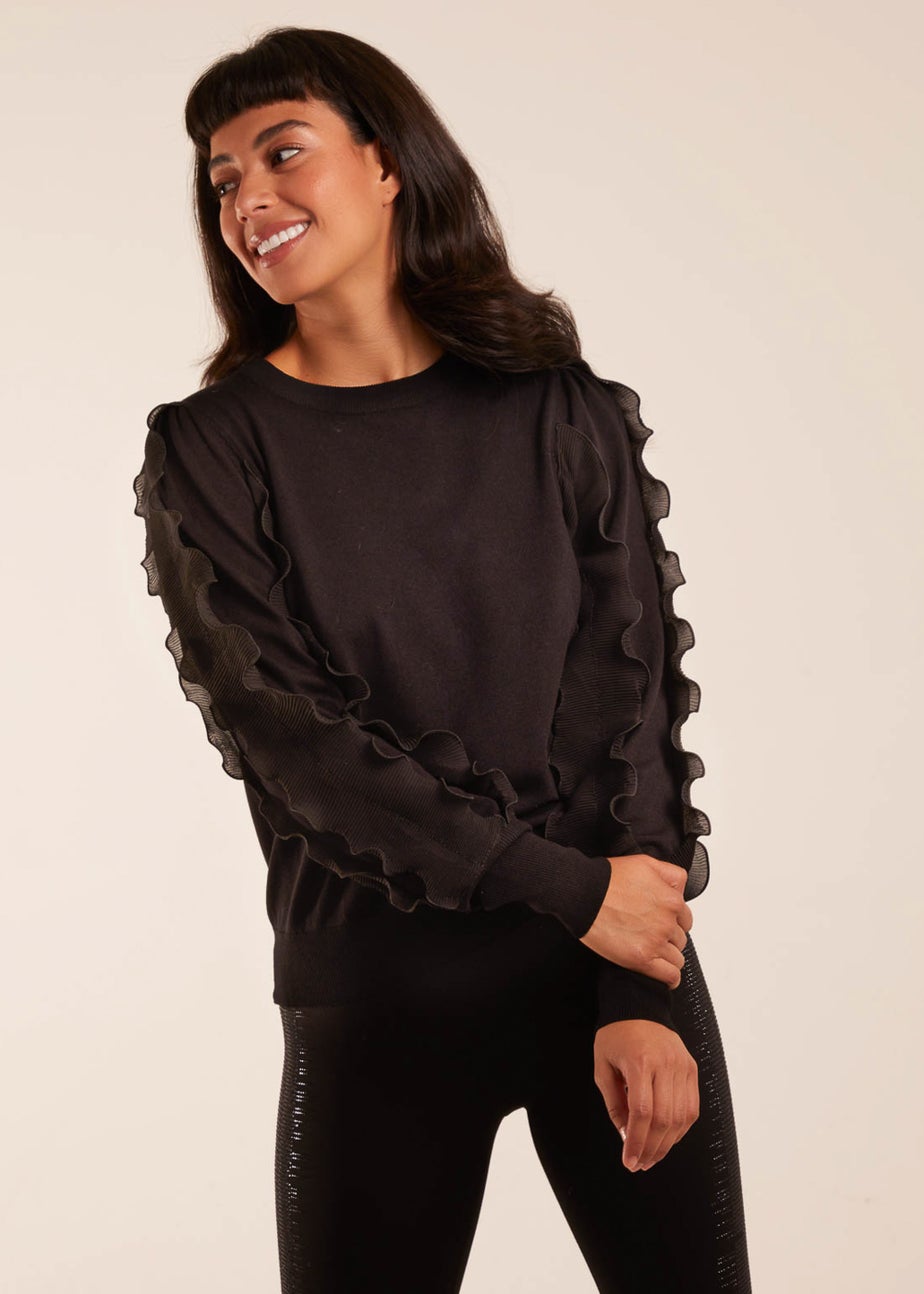 Blue Vanilla Black Frill Sleeve Jumper