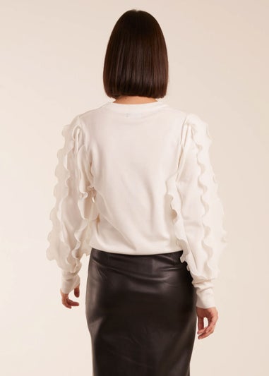 Blue Vanilla White Frill Sleeve Jumper