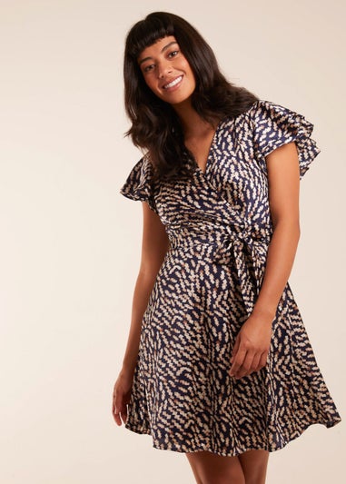 Blue Vanilla Navy Wrap Ruffle Mini Dress