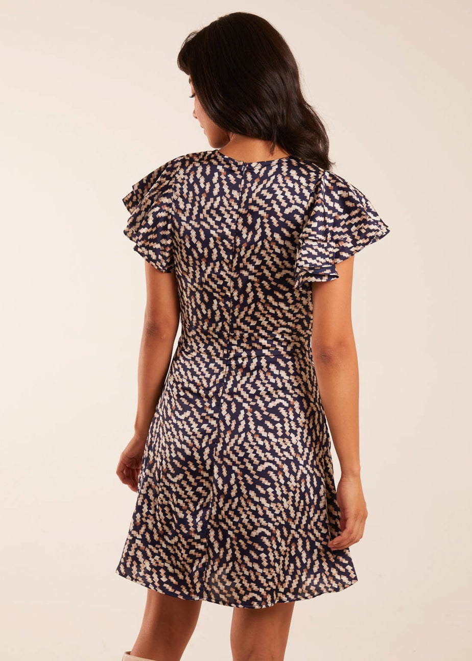 Blue Vanilla Navy Wrap Ruffle Mini Dress