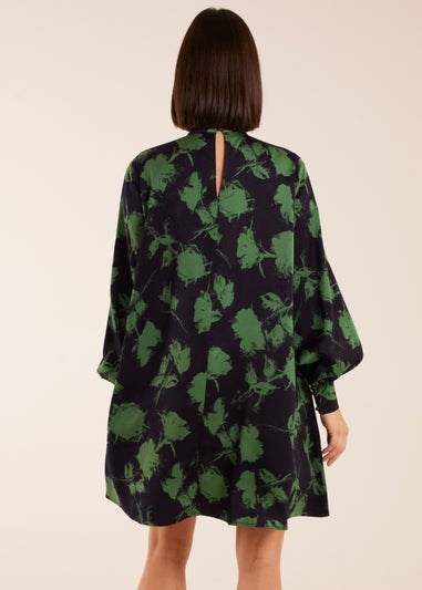 Blue Vanilla Midnight Blue Abstract High Neck Keyhole Shift Dress