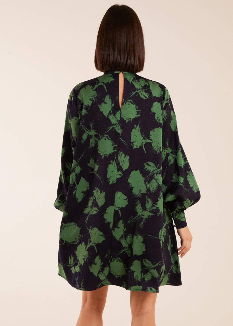 Blue Vanilla Midnight Blue Abstract High Neck Keyhole Shift Dress